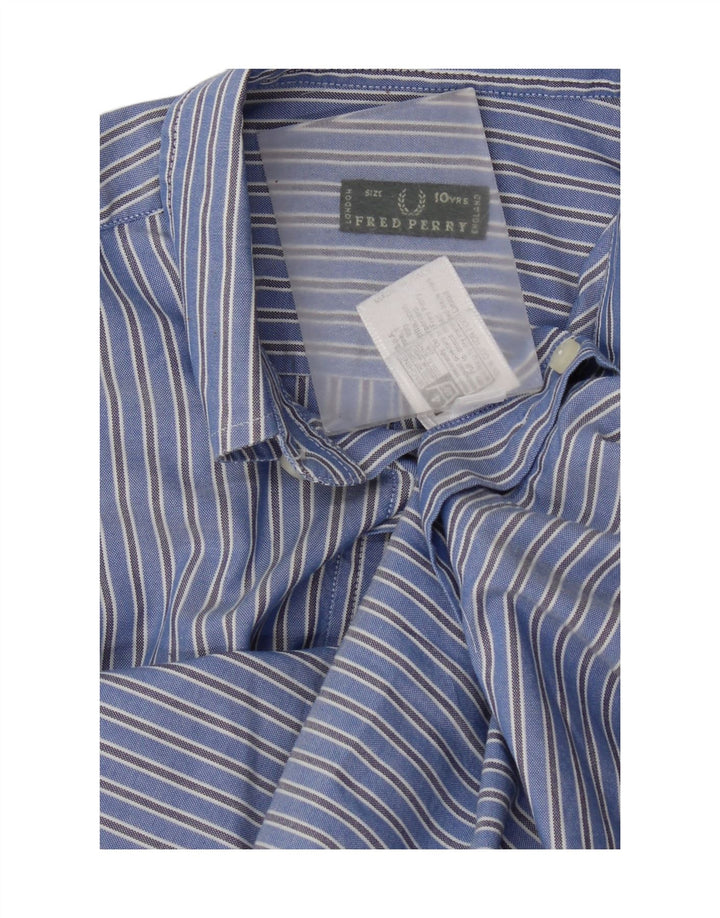 Fred Perry Chemise garçon 9-10 ans Bleu à fines rayures en coton