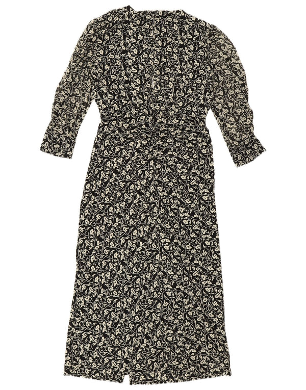 Topshop Femme Petite Robe Maxi à Manches 3/4 UK 4 XS Noir Floral Polyester