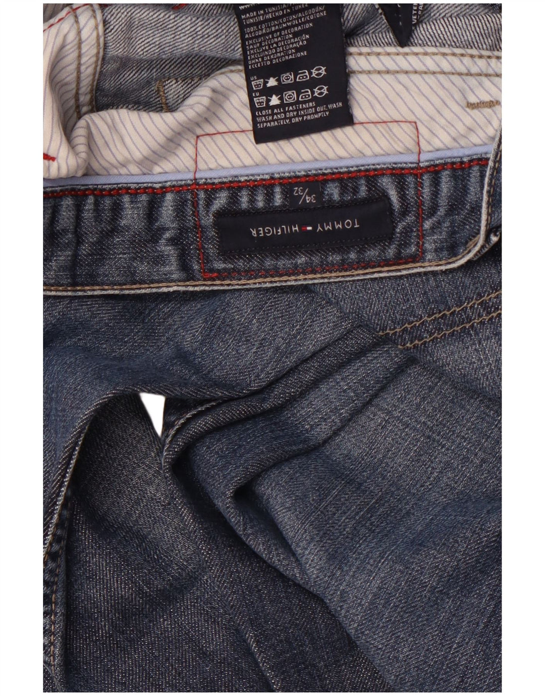 TOMMY HILFIGER Jean Droit Homme W34 L32 Bleu Coton