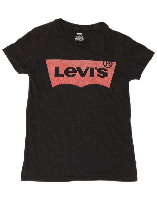Levi's T-Shirt Graphique Femme UK 2 2XS Noir