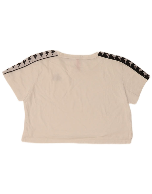 Kappa Womens Crop Graphic T-Shirt Top UK 14 Medium Blanc Colorblock