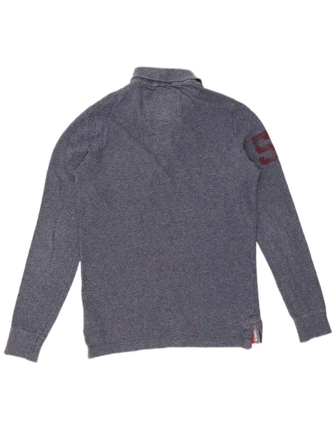 SUPERDRY Polo Graphique à Manches Longues Homme Petit Bleu Marine Coton