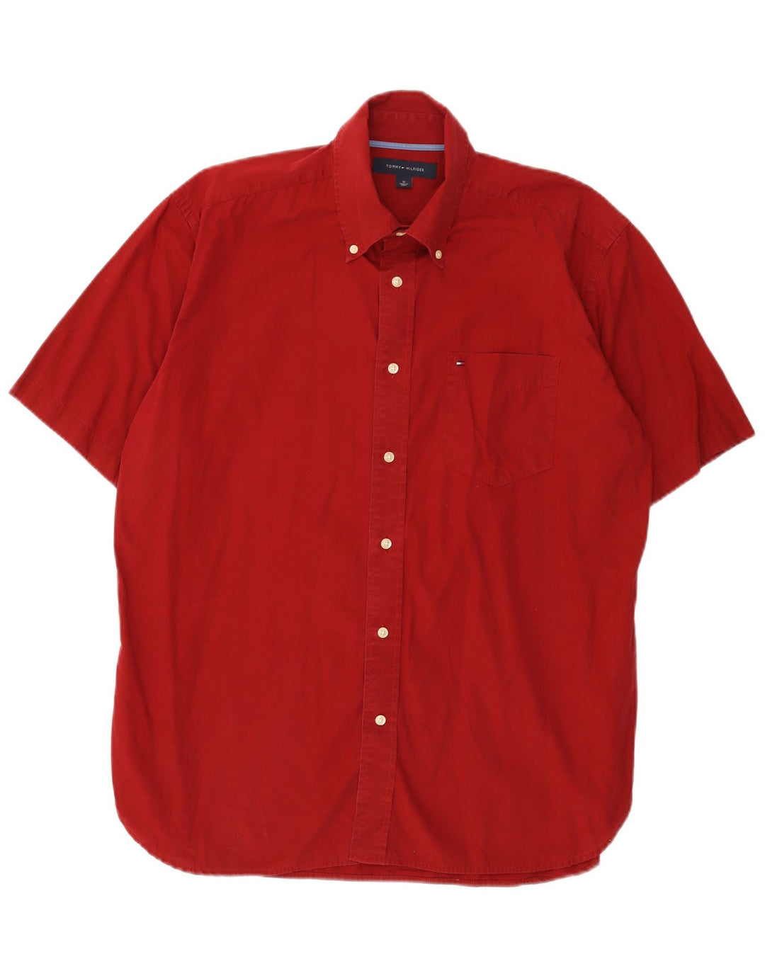 Tommy Hilfiger Chemise à Manches Courtes Homme Rouge Moyen Coton Classique