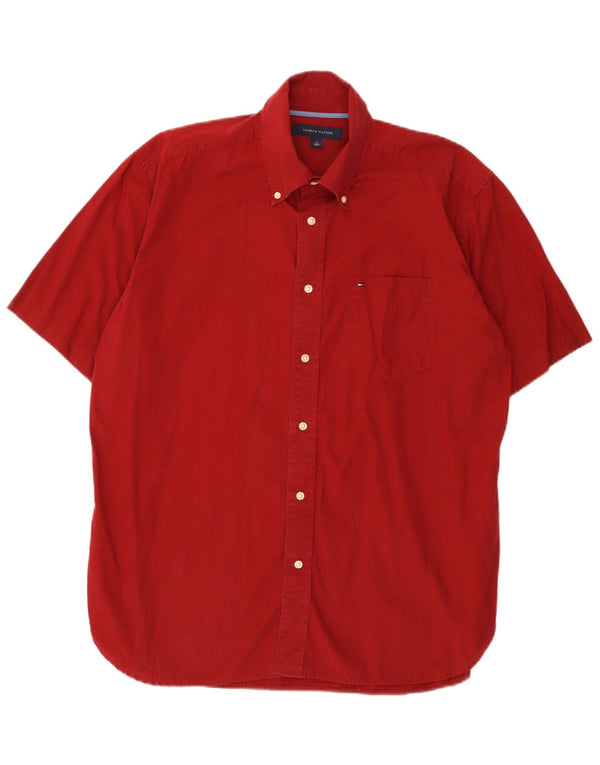 Tommy Hilfiger Chemise à Manches Courtes Homme Rouge Moyen Coton Classique