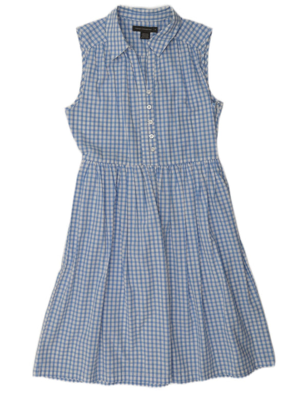 French Connection Robe trapèze sans manches pour femme UK 10 Petit vichy bleu