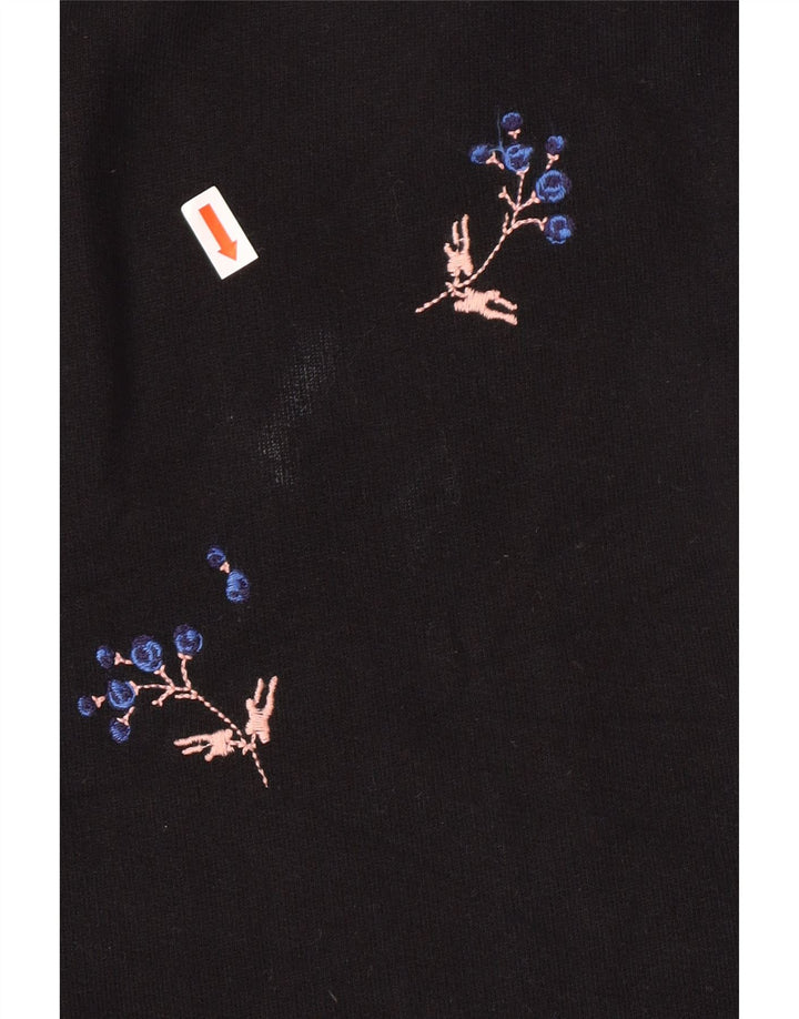 WHISTLES Robe pull sweat-shirt pour femme UK 10 Petit coton floral noir