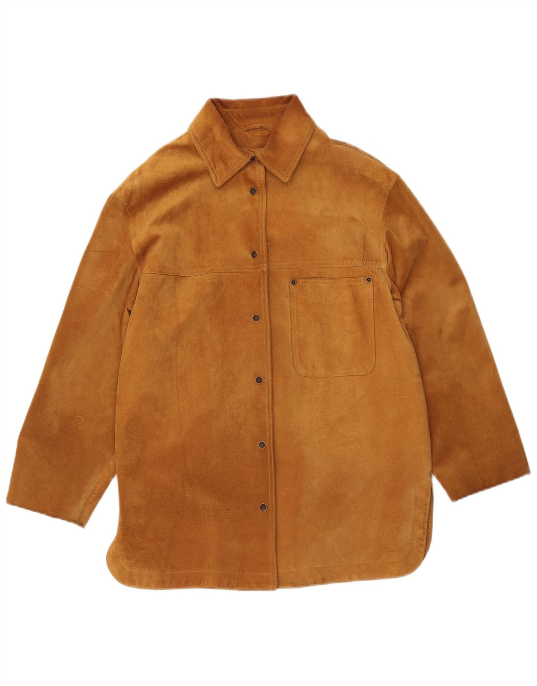 VINTAGE Veste en Daim Femme IT 42 Cuir Beige Moyen