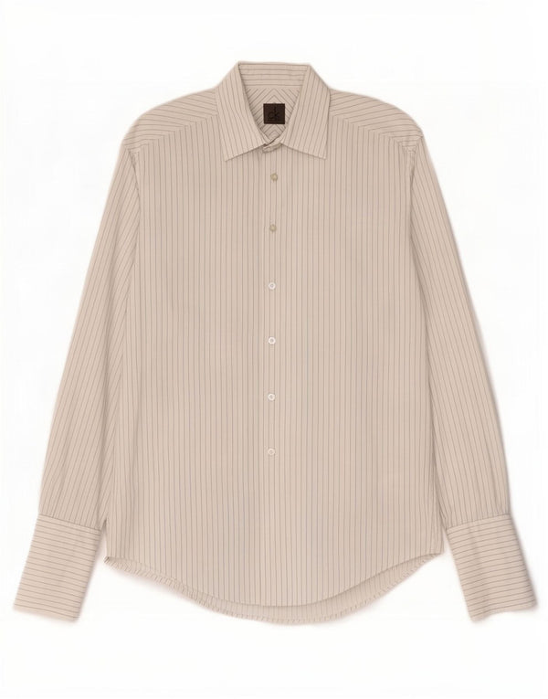 Calvin Klein Chemise formelle pour homme Taille 40 15 1/2 Coton à fines rayures blanches moyennes