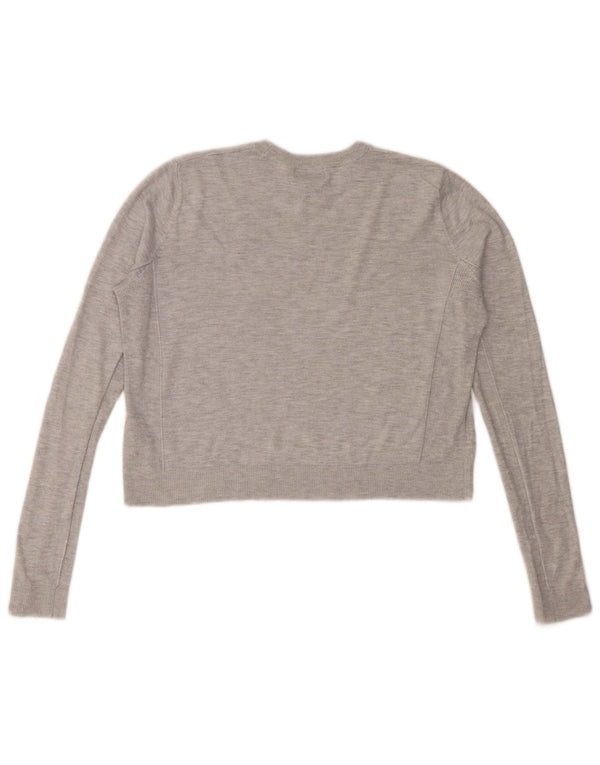 Topshop Pull surdimensionné à col rond pour femme UK 10 Petit Gris