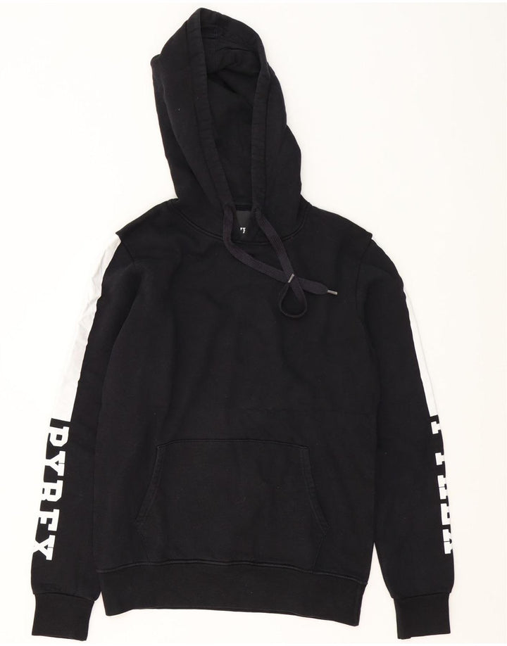 Pyrex Pull à capuche graphique pour homme Petit coton color block noir