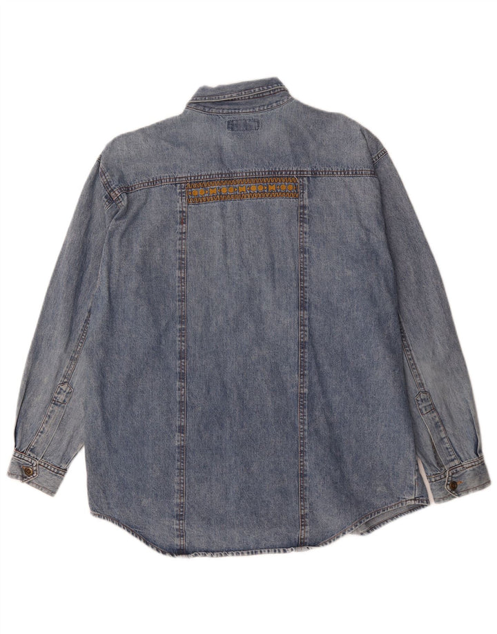 Chemise en jean vintage pour homme grand bleu