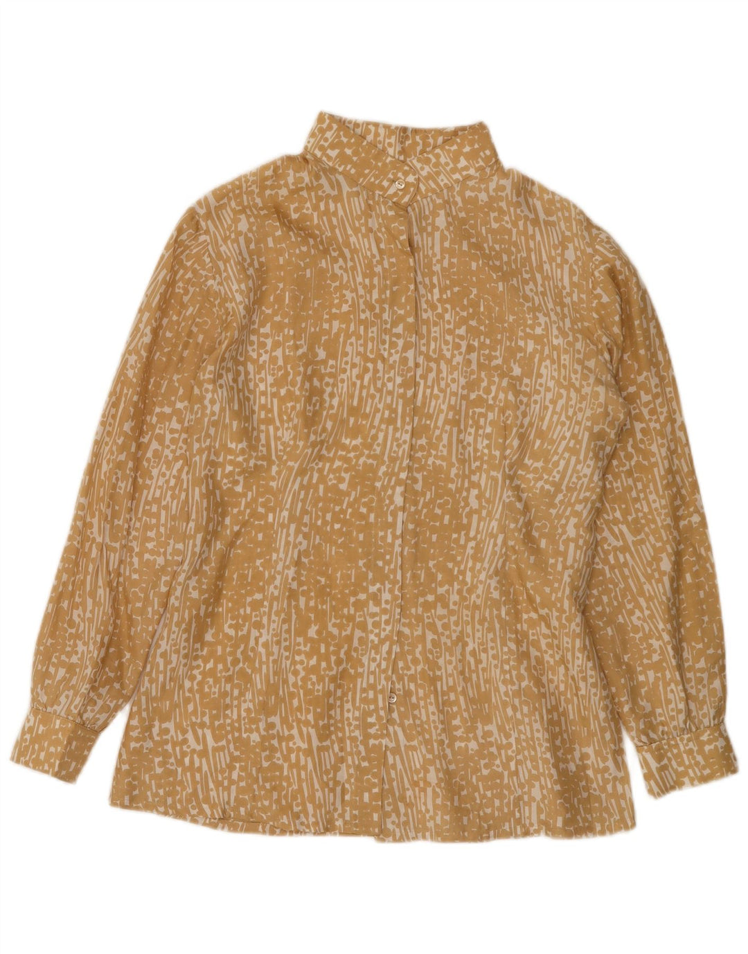Chemisier chemise femme vintage UK 12 jaune moyen tacheté
