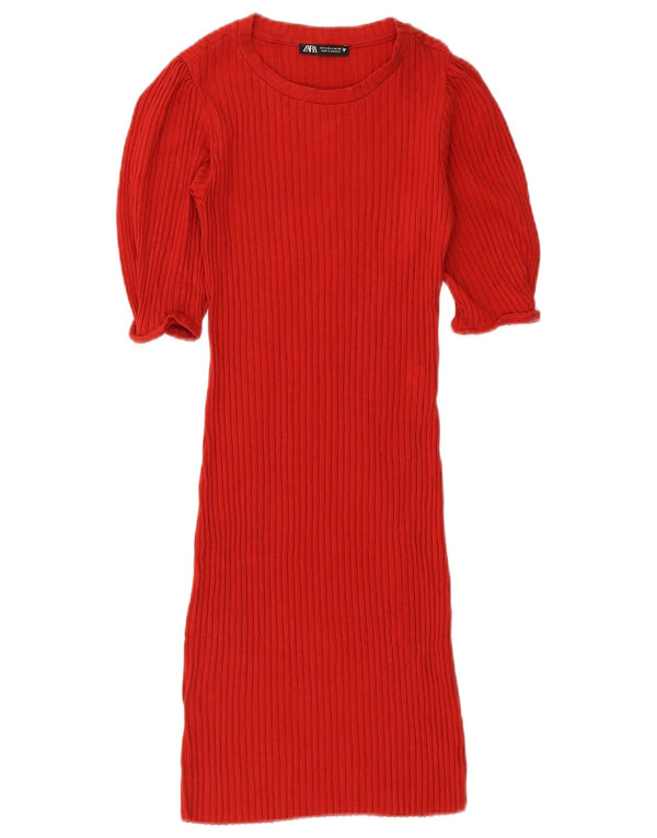 Zara Robe pull à manches courtes pour femme UK 8 Small Rouge