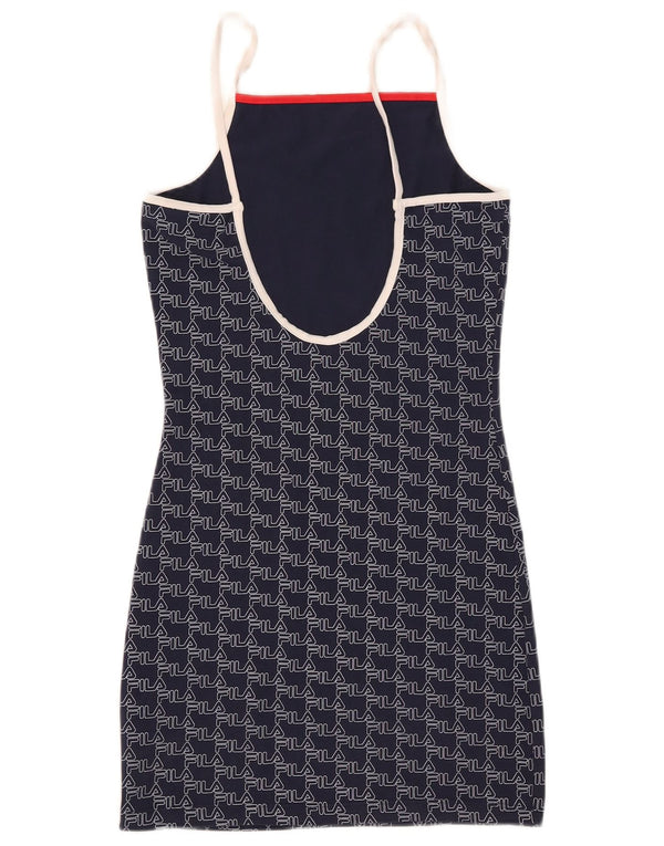 Fila Robe fourreau graphique sans manches pour femme UK 10 Petit coton bleu marine