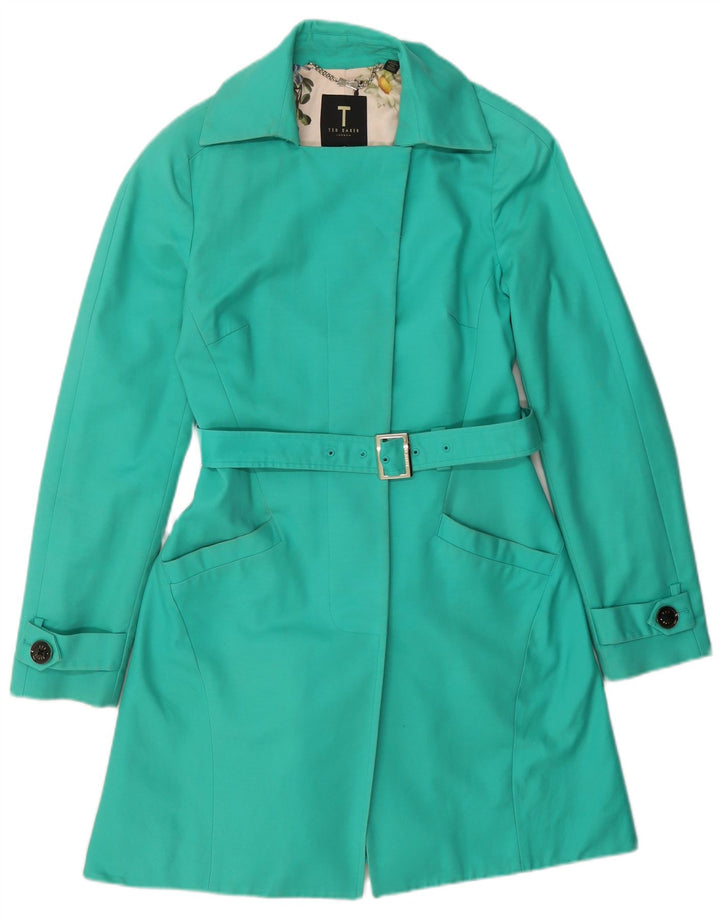 Ted Baker Trench Coat Femme Taille 2 Petit Coton Vert