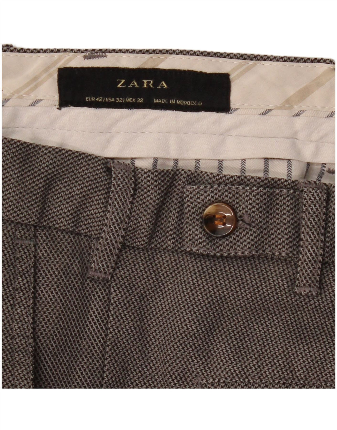 ZARA Pantalon de costume slim pour homme EU 42 Large W32 L28 Gris Pied-de-poule