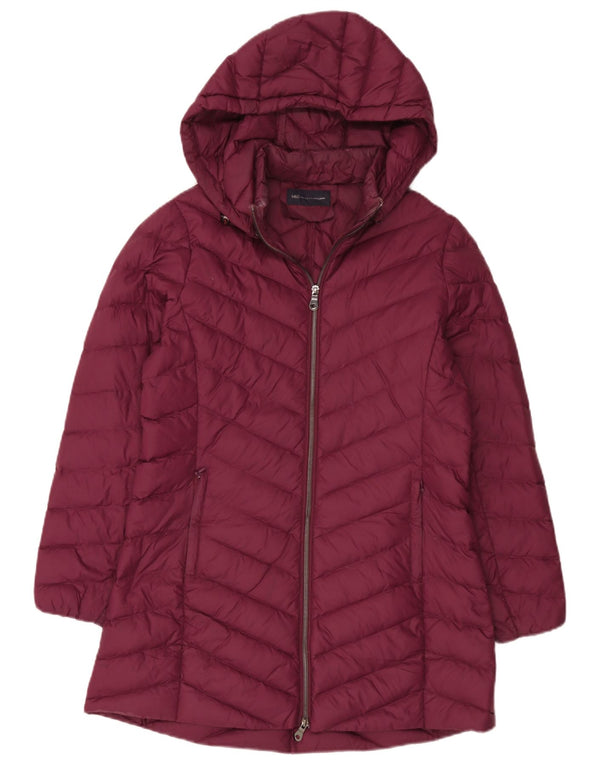 Marks & Spencer Manteau rembourré à capuche pour femme UK 12 Medium Bordeaux Polyamide