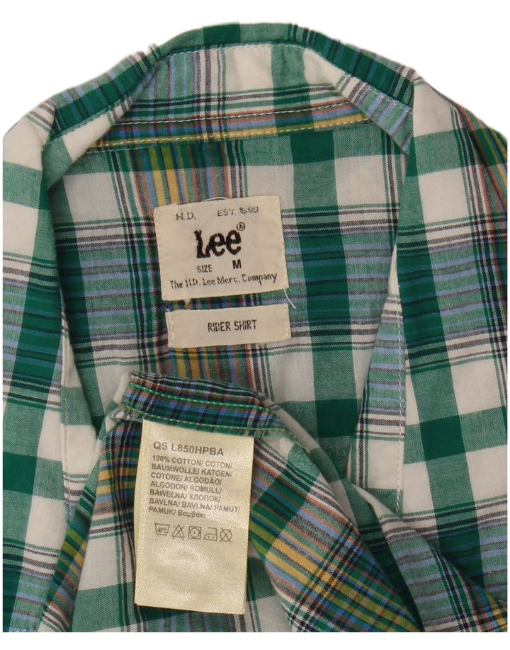 Lee Chemise à Manches Courtes Rider Homme Vert Moyen à Carreaux en Coton