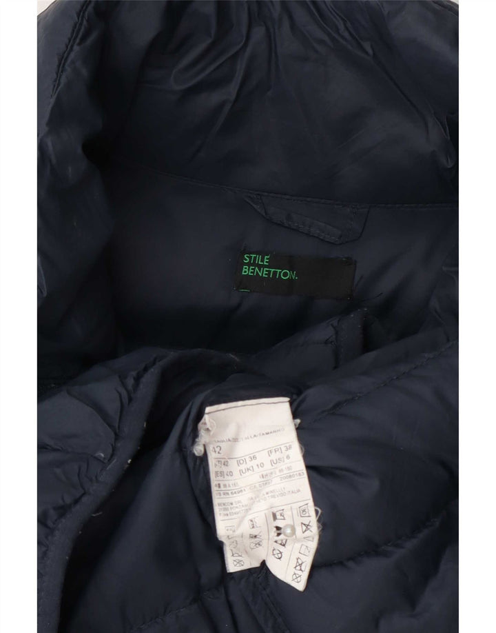Benetton Veste matelassée pour femme UK 10 Small Bleu marine