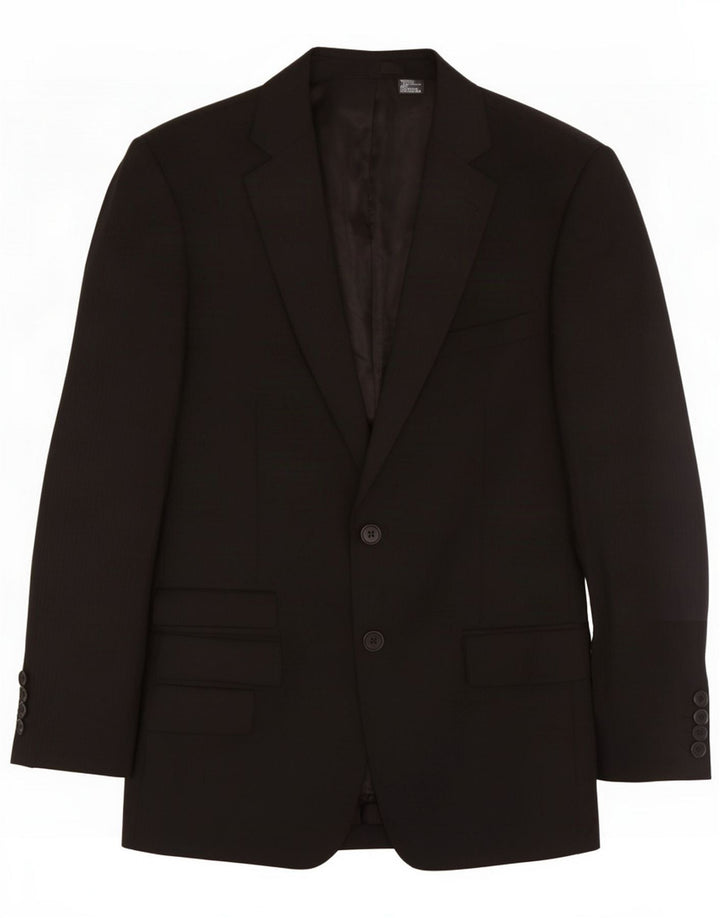 Zara Veste blazer à 2 boutons pour homme EU 46 Petite laine noire