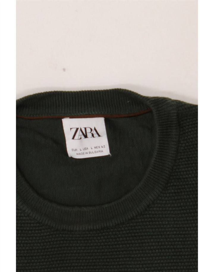 ZARA Pull ras du cou pour homme, grand vert