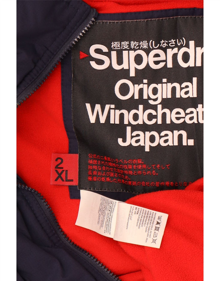Superdry Veste coupe-vent à capuche Windcheater pour homme UK 44 2XL Bleu marine