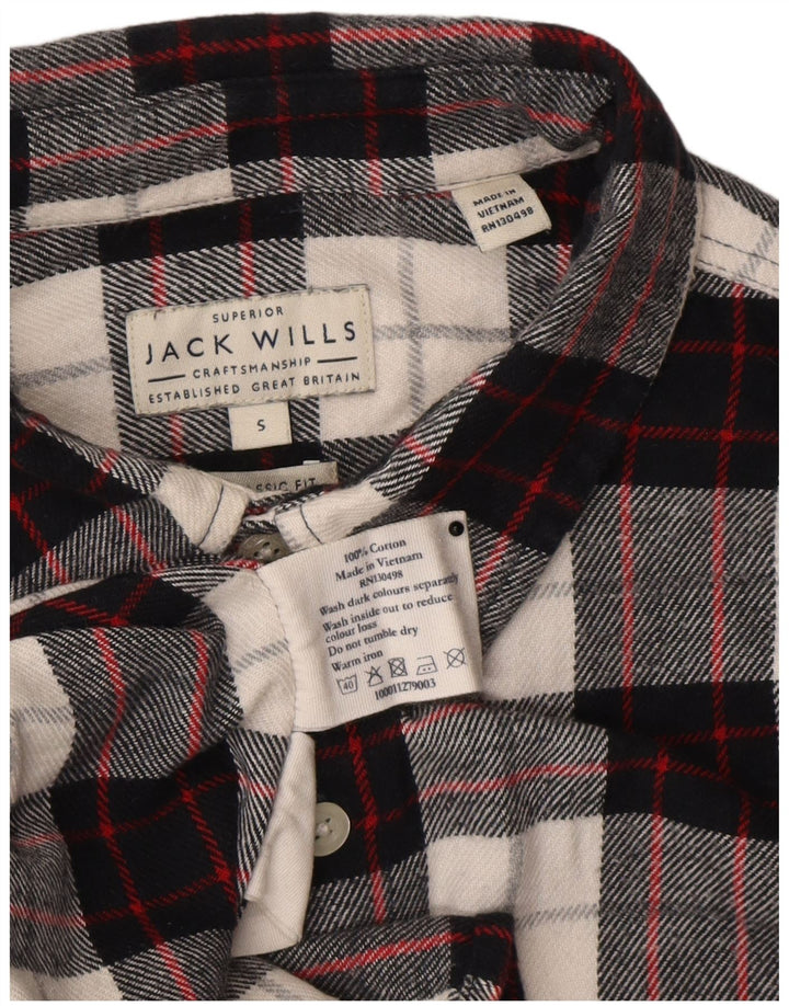 Jack Wills Chemise classique en flanelle pour homme en coton à petits carreaux noirs
