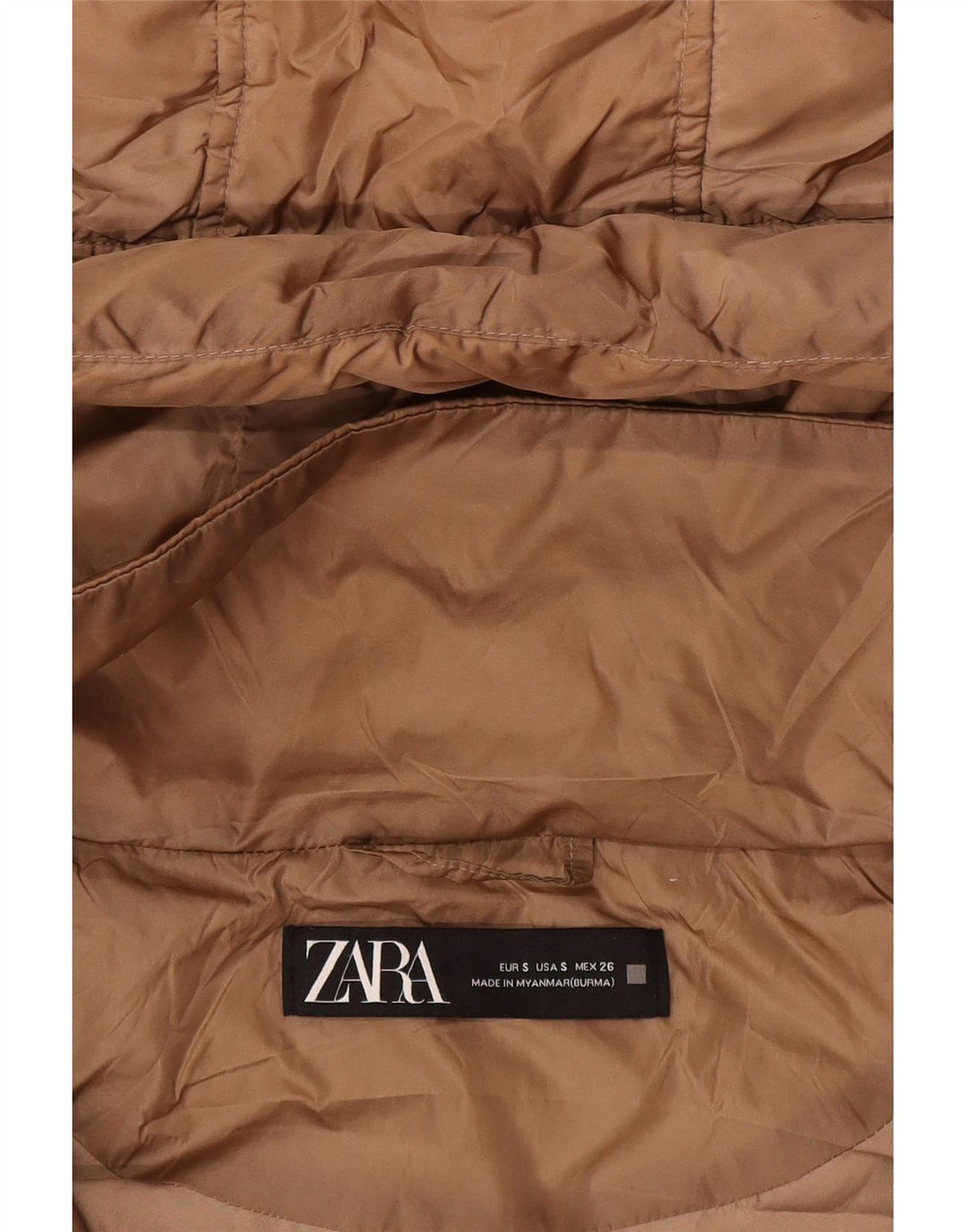 Zara Manteau matelassé à capuche surdimensionné pour femme UK 10 Petit Beige