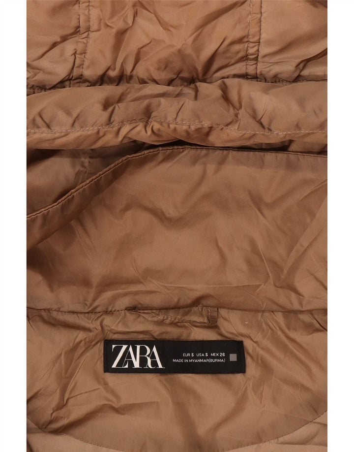 Zara Manteau matelassé à capuche surdimensionné pour femme UK 10 Petit Beige