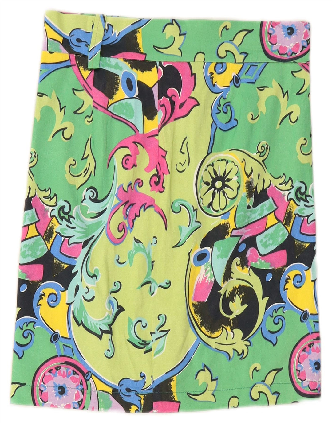 VINTAGE Jupe droite femme W26 Petit Paisley Vert