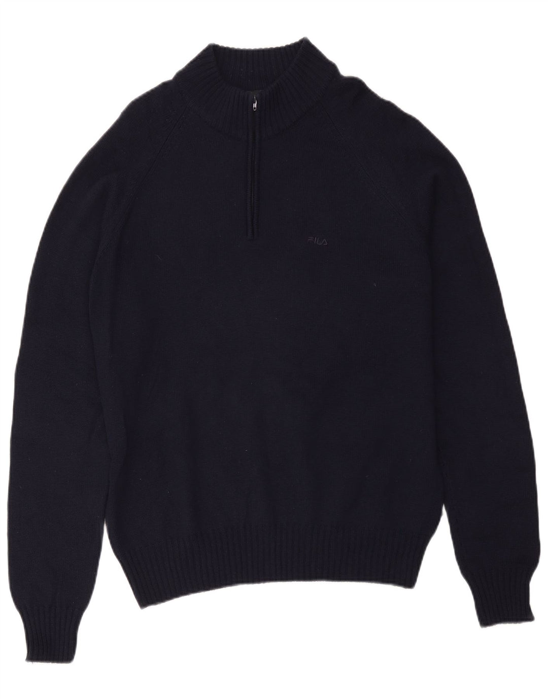 Fila Pull à col zippé pour homme en laine mérinos bleu marine