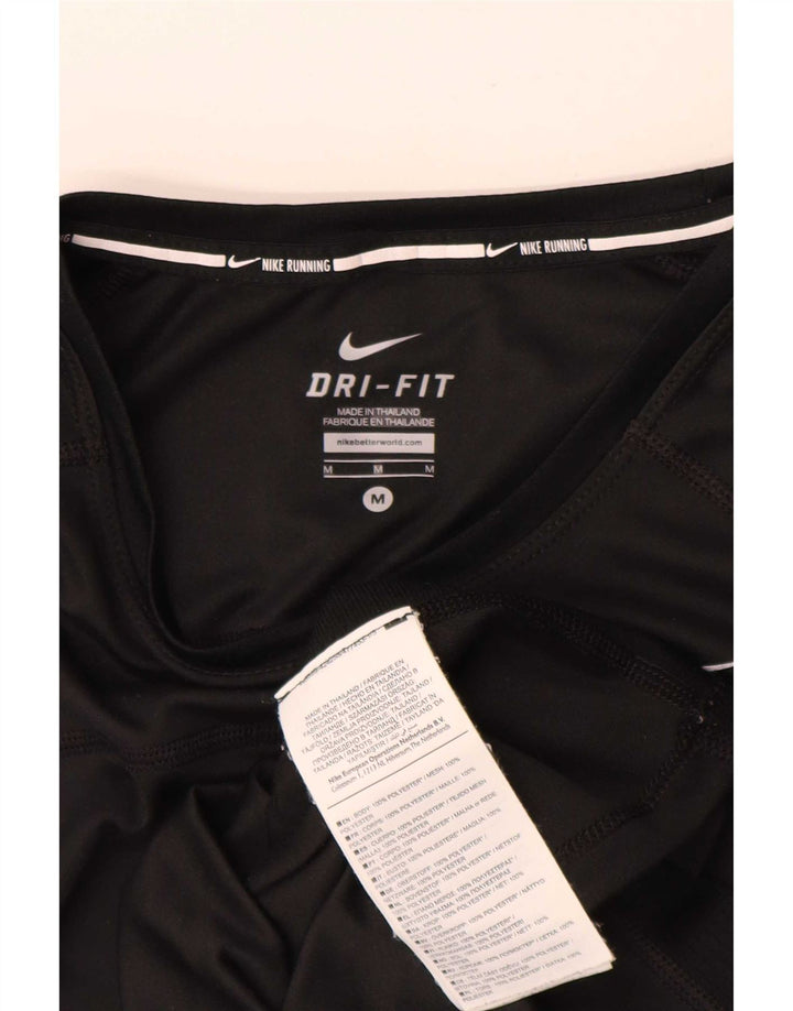 Nike Womens Dri Fit T-Shirt Top UK 12 Noir Moyen Polyester