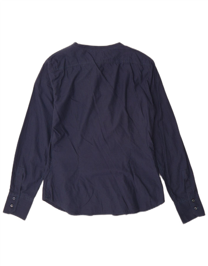 Henry s Chemise à volants sur le devant pour femme IT 42 Vichy bleu marine moyen