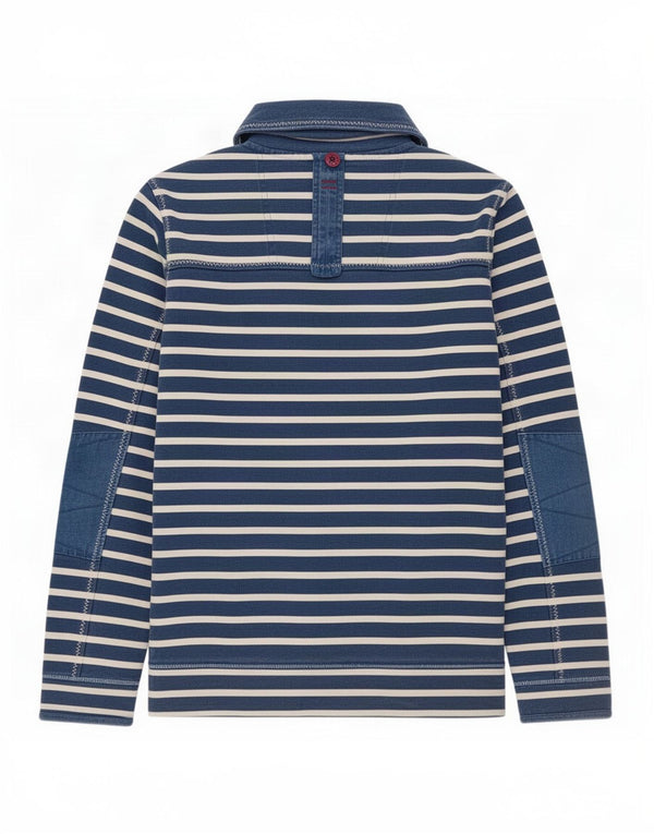 Fat Face Mens Airlie Zip Neck Sweatshirt Jumper Large Navy Blue Striped