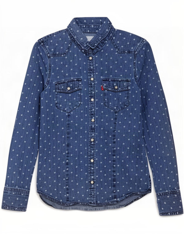Levi's Chemise en Jean à Motif Abstrait Femme UK 4 XS Bleu Coton
