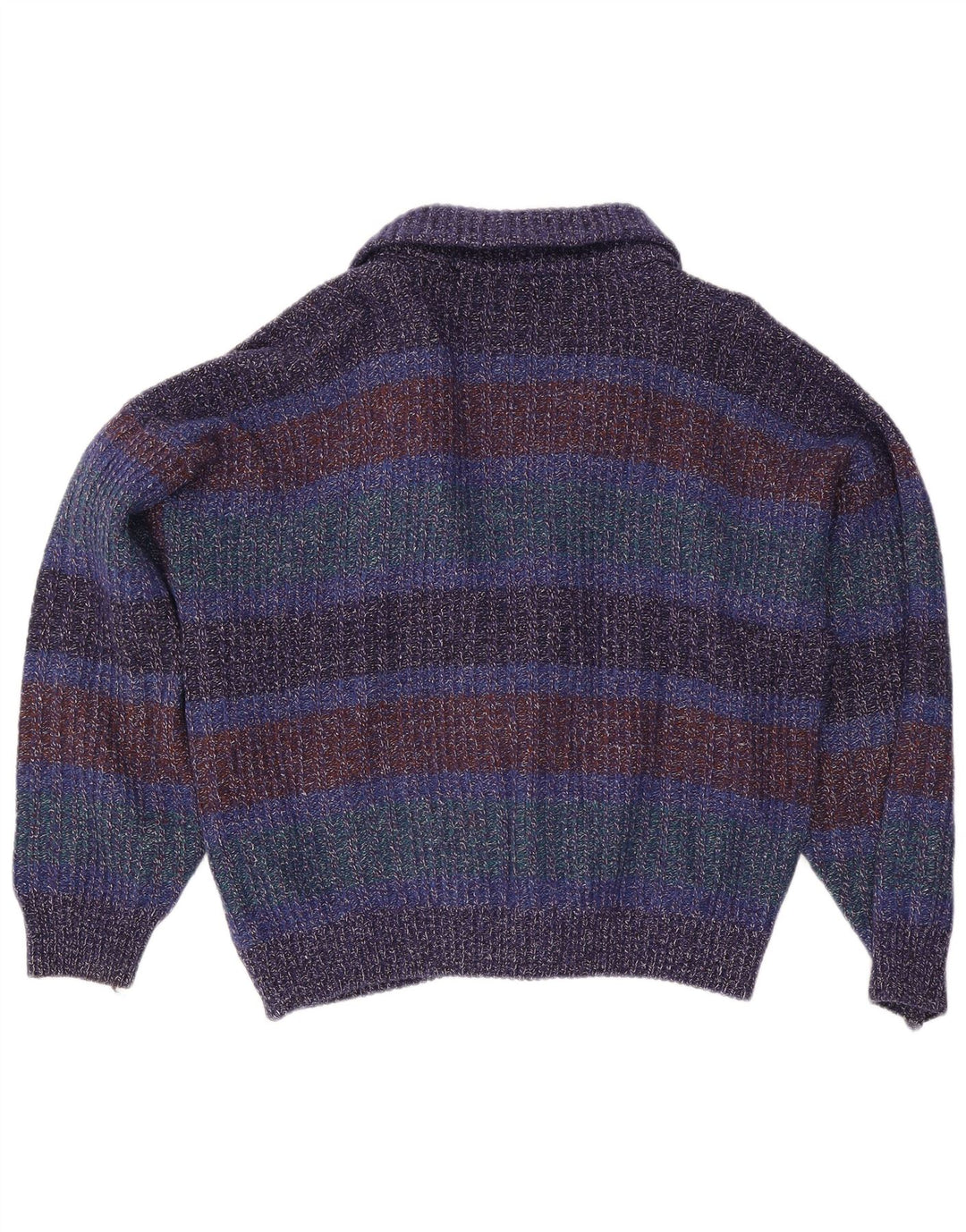 vintage Mens Cardigan Sweater IT 52 Grande laine mouchetée multicolore