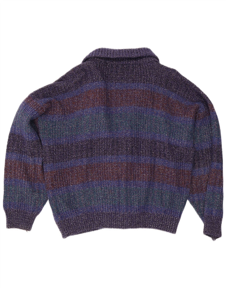vintage Mens Cardigan Sweater IT 52 Grande laine mouchetée multicolore