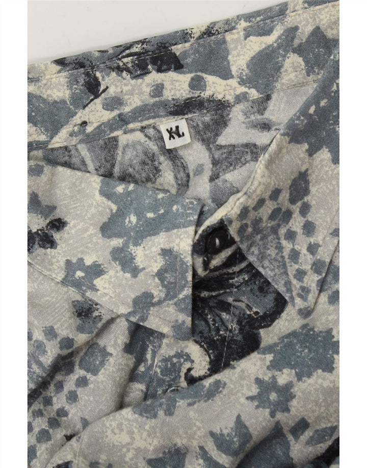 Chemise Homme Vintage XL Bleu Géométrique
