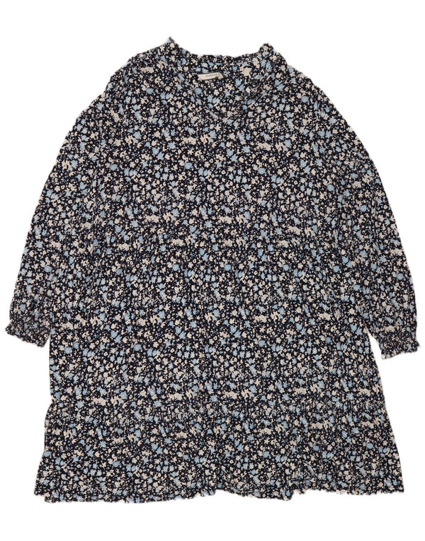 Tchibo Robe trapèze à manches longues pour femme EU 48/50 2XL Bleu marine Floral
