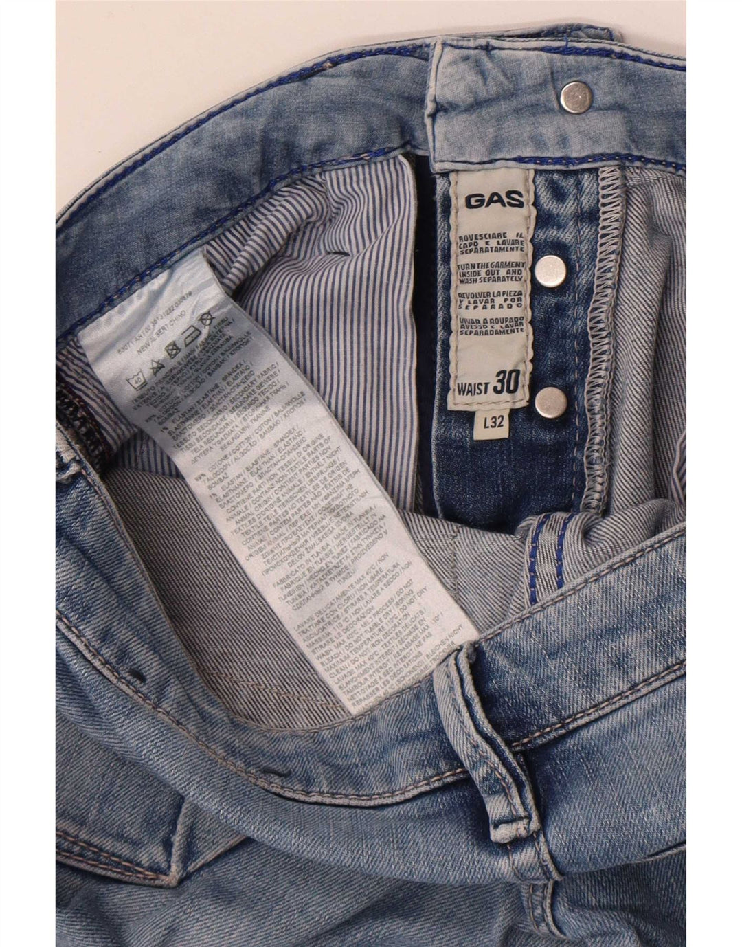 Gas Jean Slim Homme W30 L32 Bleu Coton