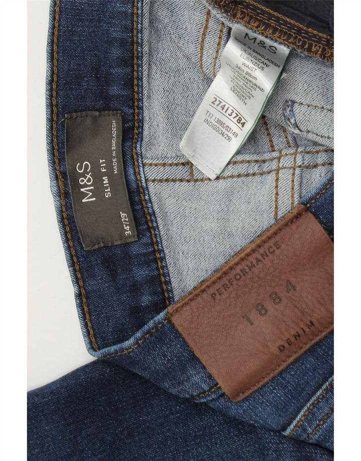 Marks & Spencer Jean Slim Homme W34 L29 Bleu Coton