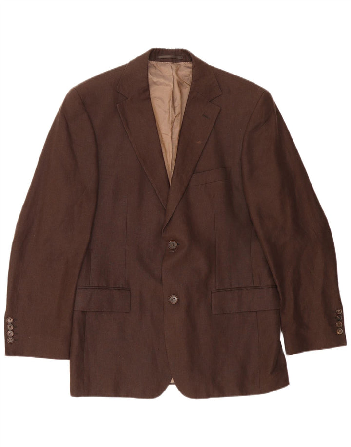 SOLBIATI Veste Blazer 2 Boutons Homme IT 48 Lin Marron Moyen