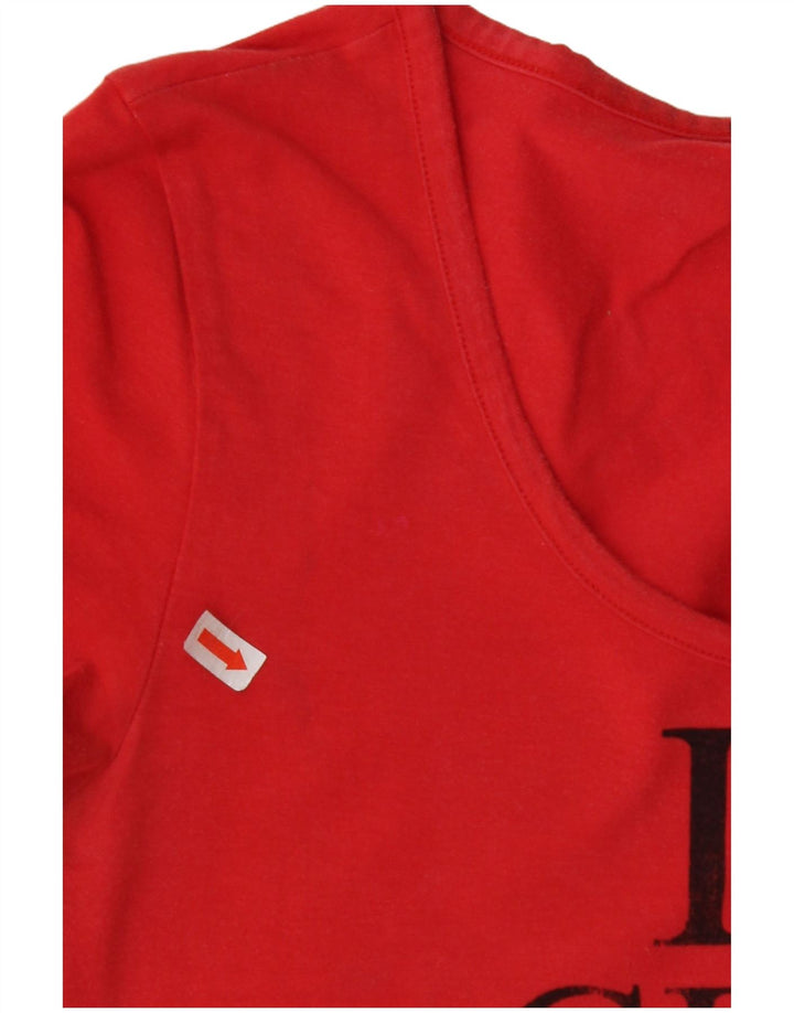 GUESS T-Shirt Graphique Femme UK 12 Coton Rouge Moyen
