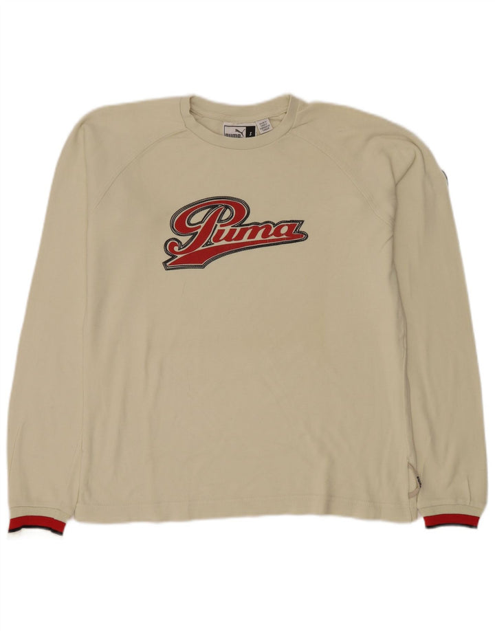 Puma Haut graphique à manches longues pour homme Petit coton blanc