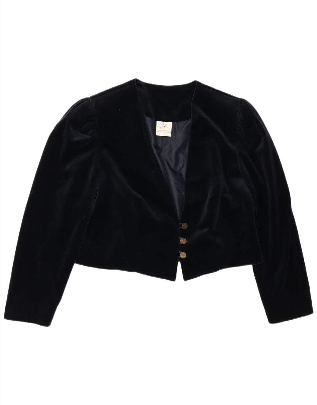 VINTAGE Femme 3 Bouton Velours Blazer Veste UK 18 XL Coton Noir