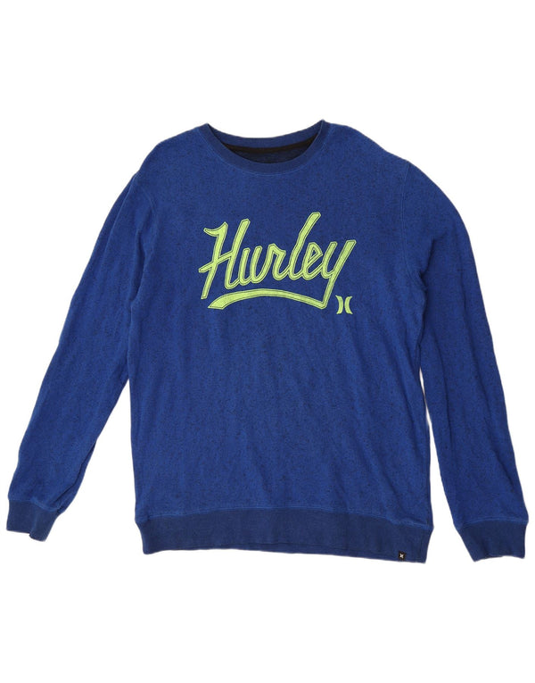 Hurley Sweat-shirt graphique pour homme XL en coton moucheté bleu