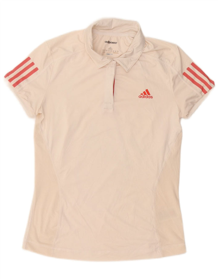 Adidas Climacool Polo Femme UK 12/14 Polyester Blanc Moyen