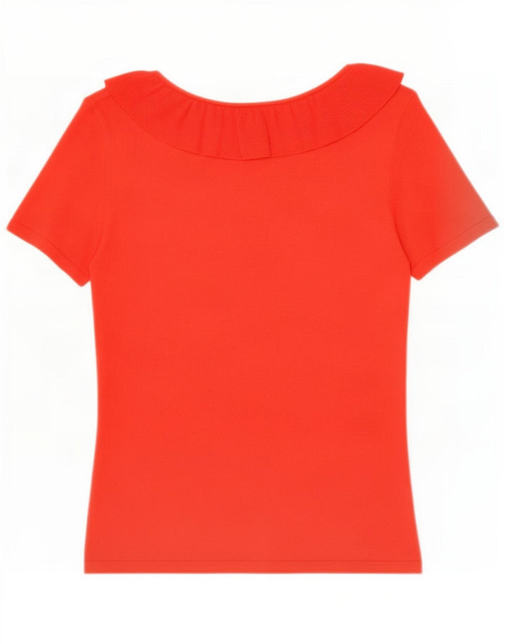 Sandro Ferrone Haut chemisier à volants pour femme UK 12 Viscose rouge moyen