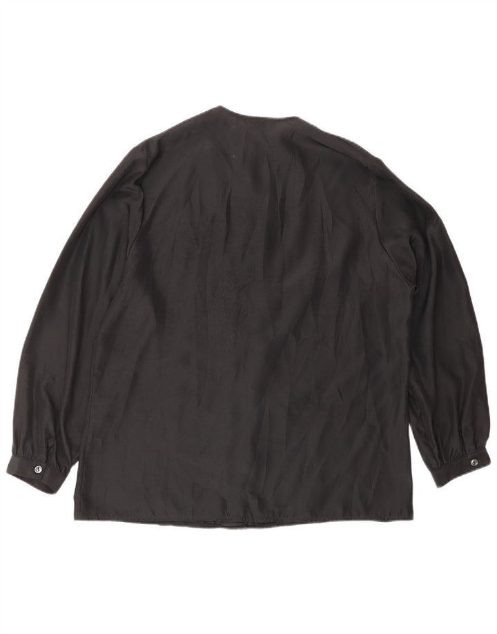 VINTAGE Chemisier Femme IT 46 Large Noir Polyester