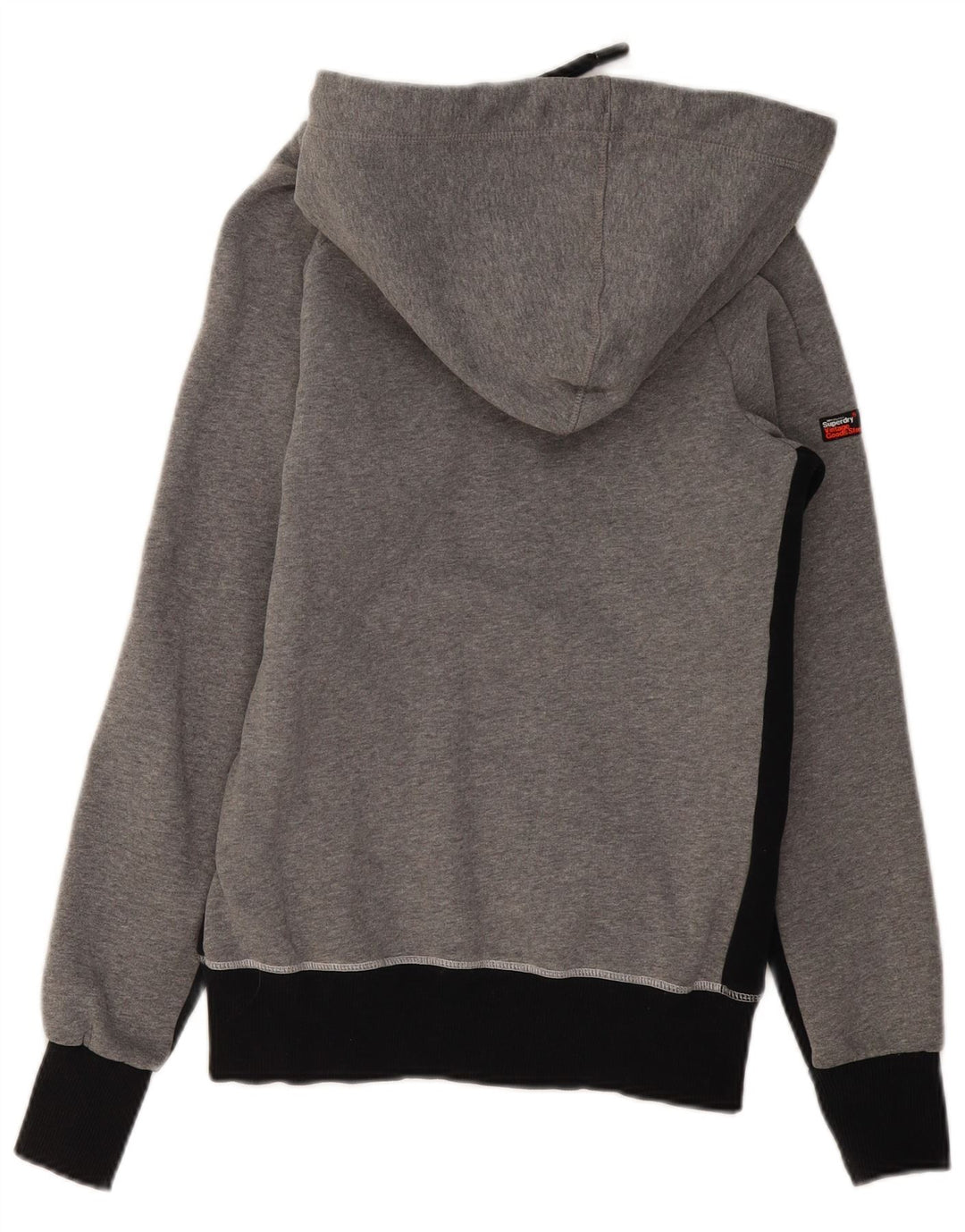 SUPERDRY Pull à capuche zippé graphique pour hommes, petit coton color block gris